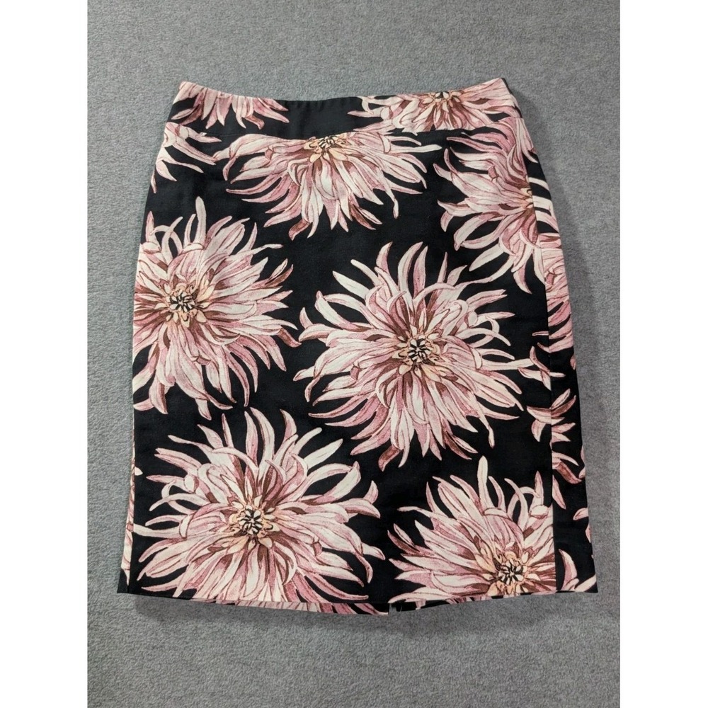 Ann Taylor Factory Petite Floral Pencil Skirt 00P Pink Black Officecore